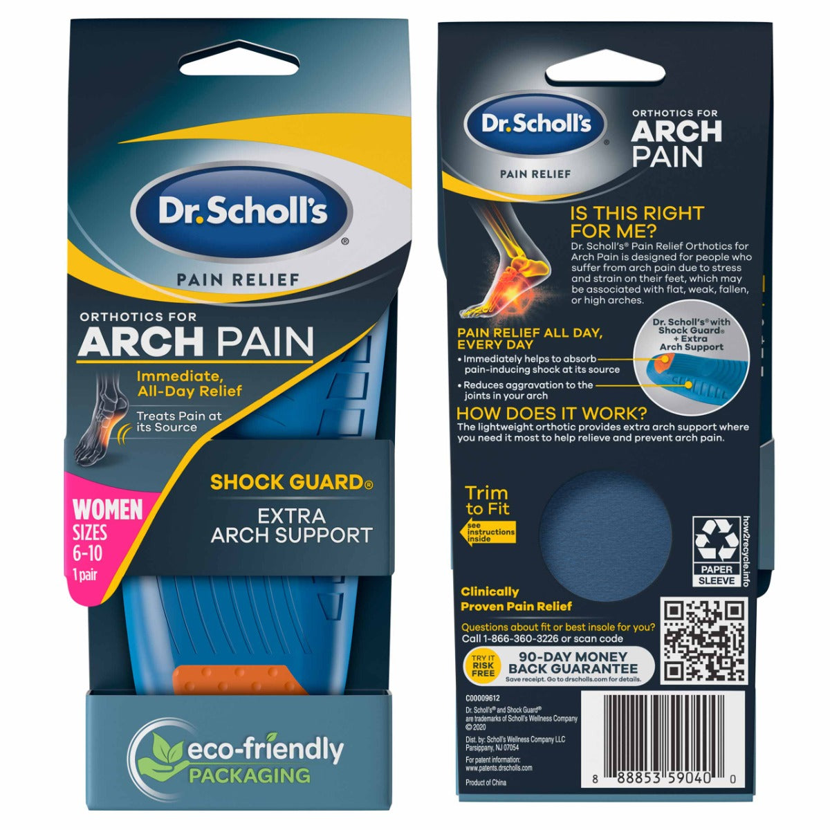 Dr Scholl's Pain Relief for Arch Pain Orthotics (2 Sizes) - Pupsik Singapore
