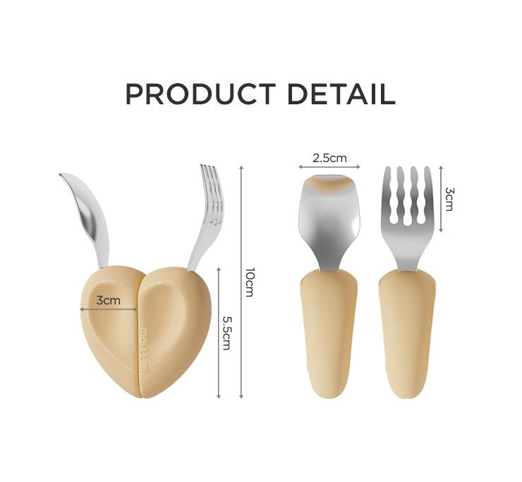 Moyuum Baby Self-Feeding Heart Spoon and Fork Set (2 Colors)
