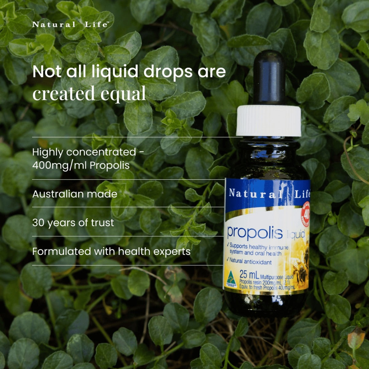 Natural Life Propolis Double Strength Liquid Drops (40%), 25ml (Exp 07/27)