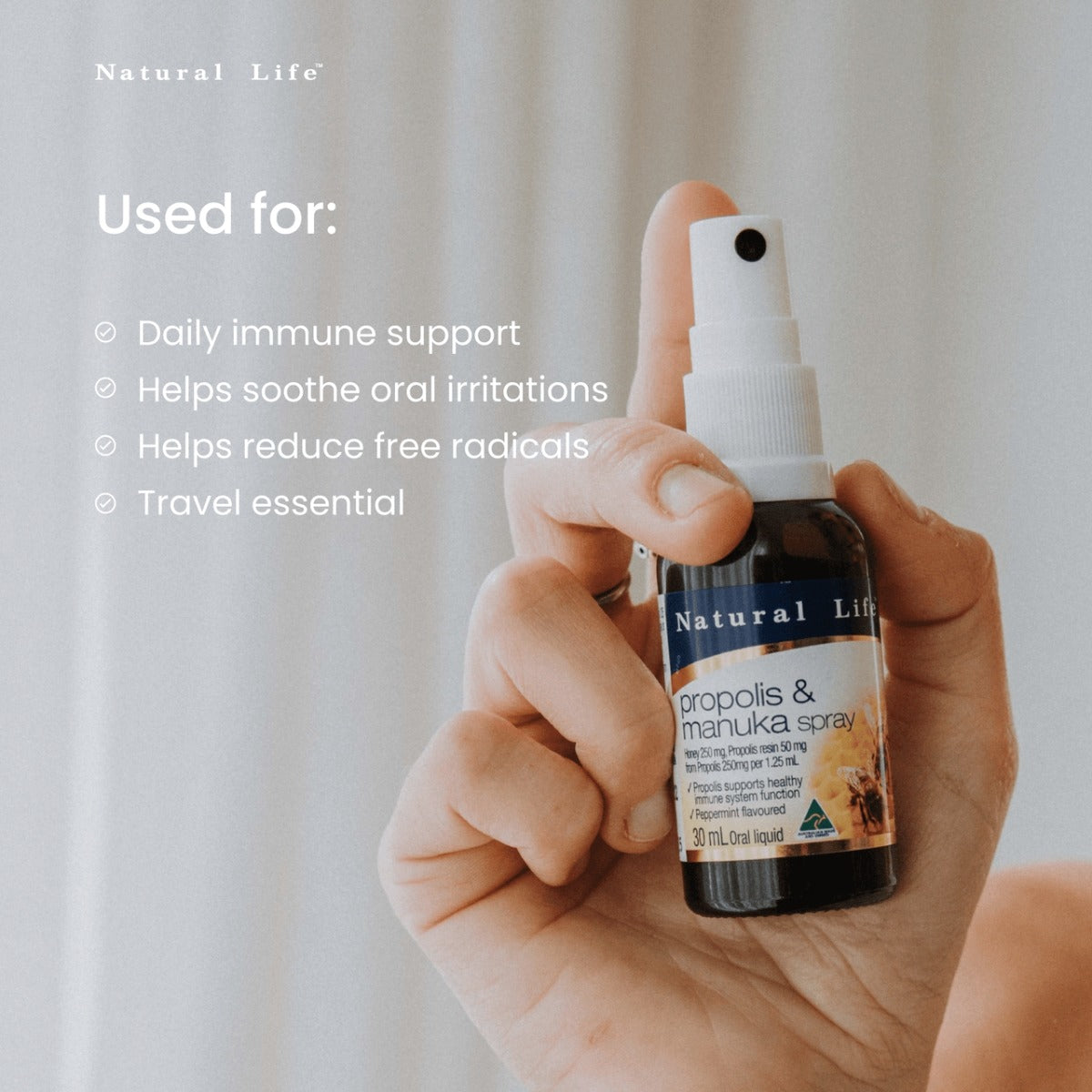Natural Life Propolis & Manuka Honey Throat Spray, 30ml (Exp 02/28)