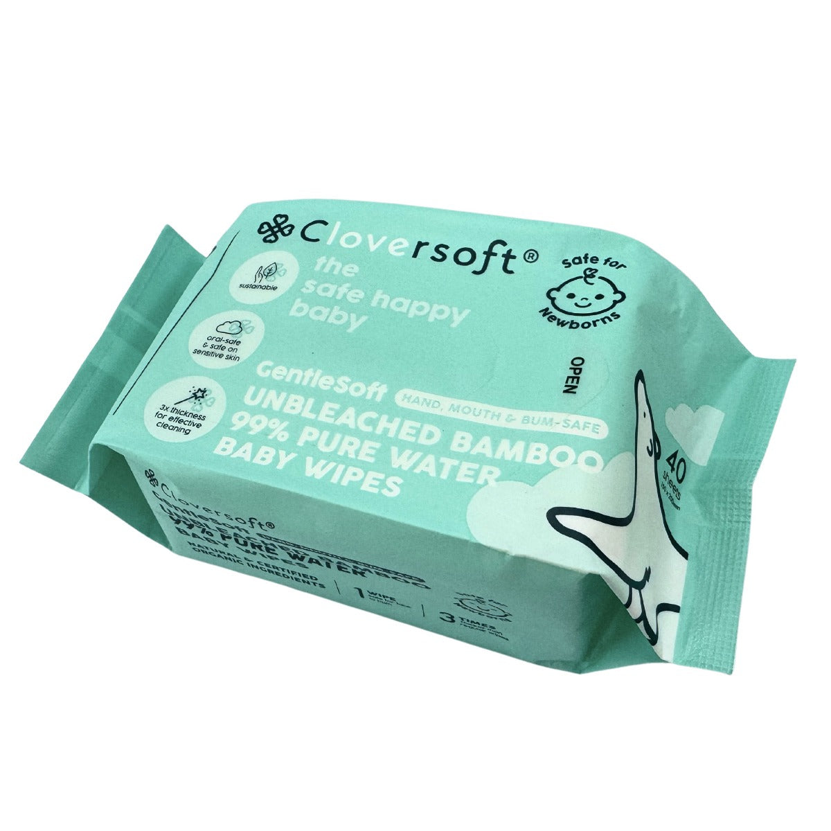 Cloversoft Unbleached Bamboo Organic Pure Water Baby Wipes (10x40 =400 sheets) - Exp 04/28