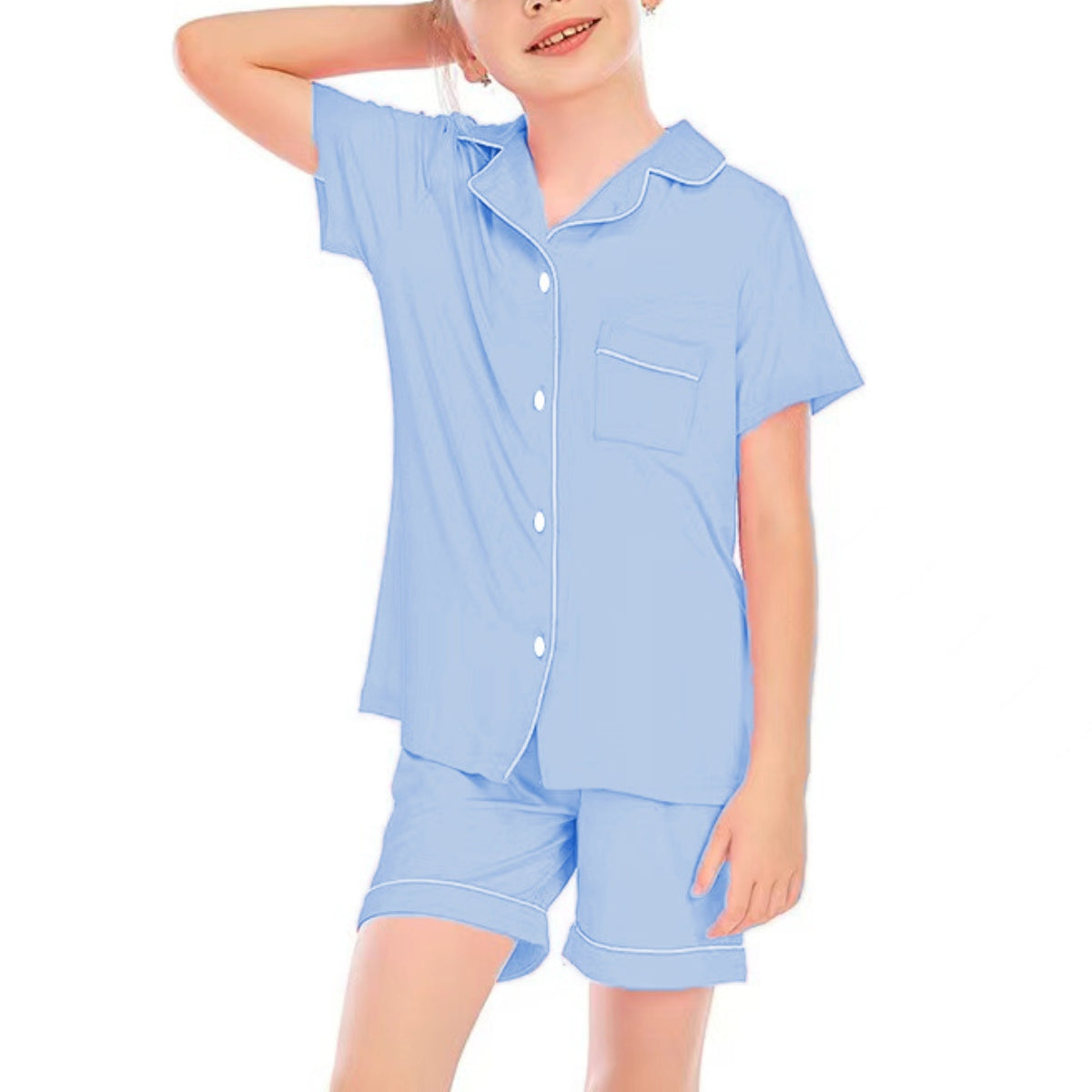 MPJ Kids Alaise Bamboo Pyjamas short set– Pastel Blue (5 Sizes)