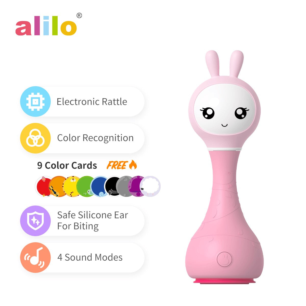 Alilo Smarty Shake & Tell Interactive Rattle - Pink