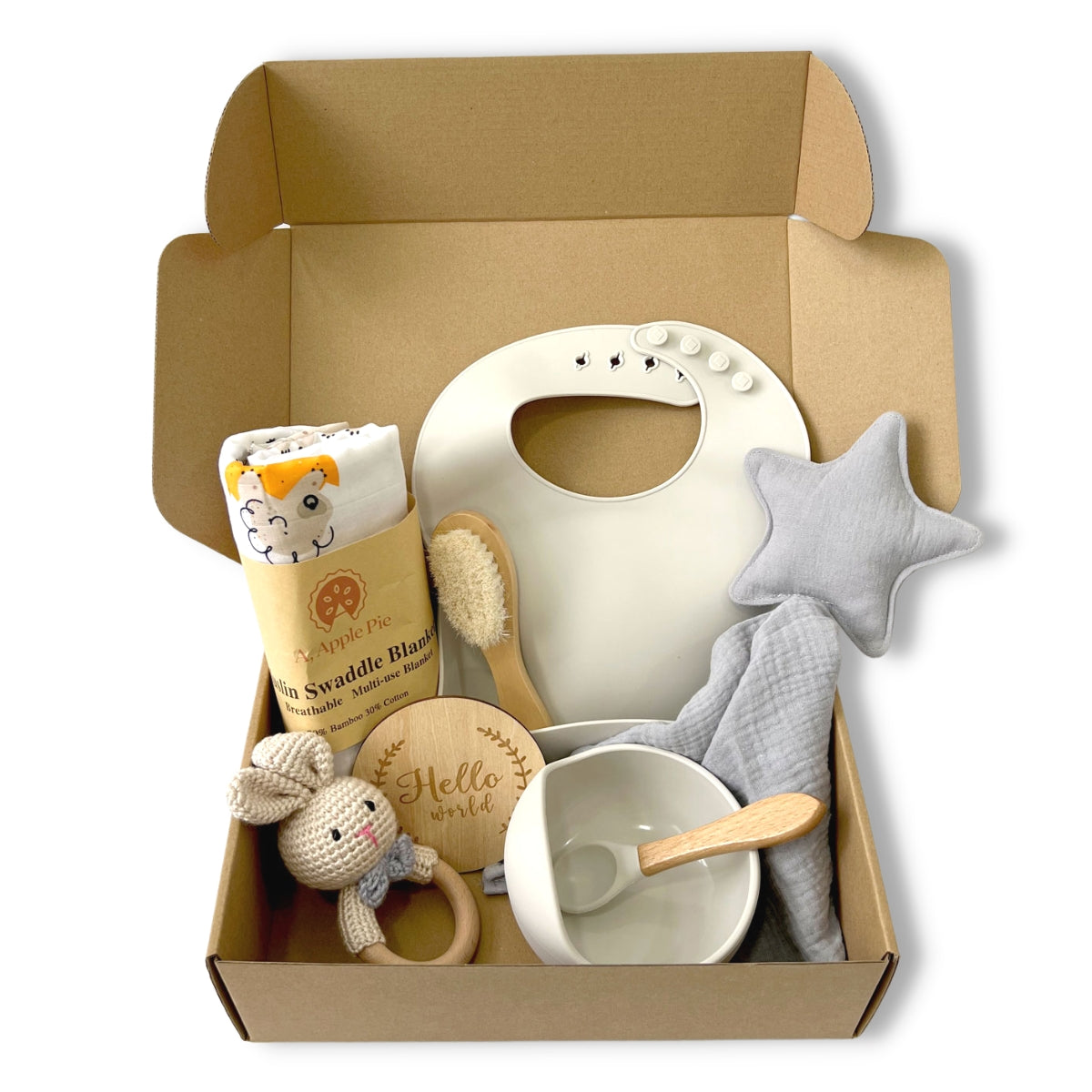 A, Apple Pie Baby Hello World Feeding Gift Set (4 Designs) - Pupsik Singapore