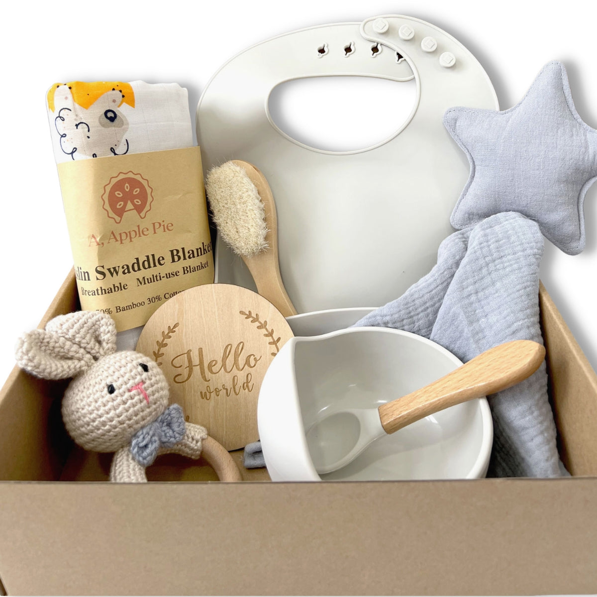 A, Apple Pie Baby Hello World Feeding Gift Set (4 Designs) - Pupsik Singapore