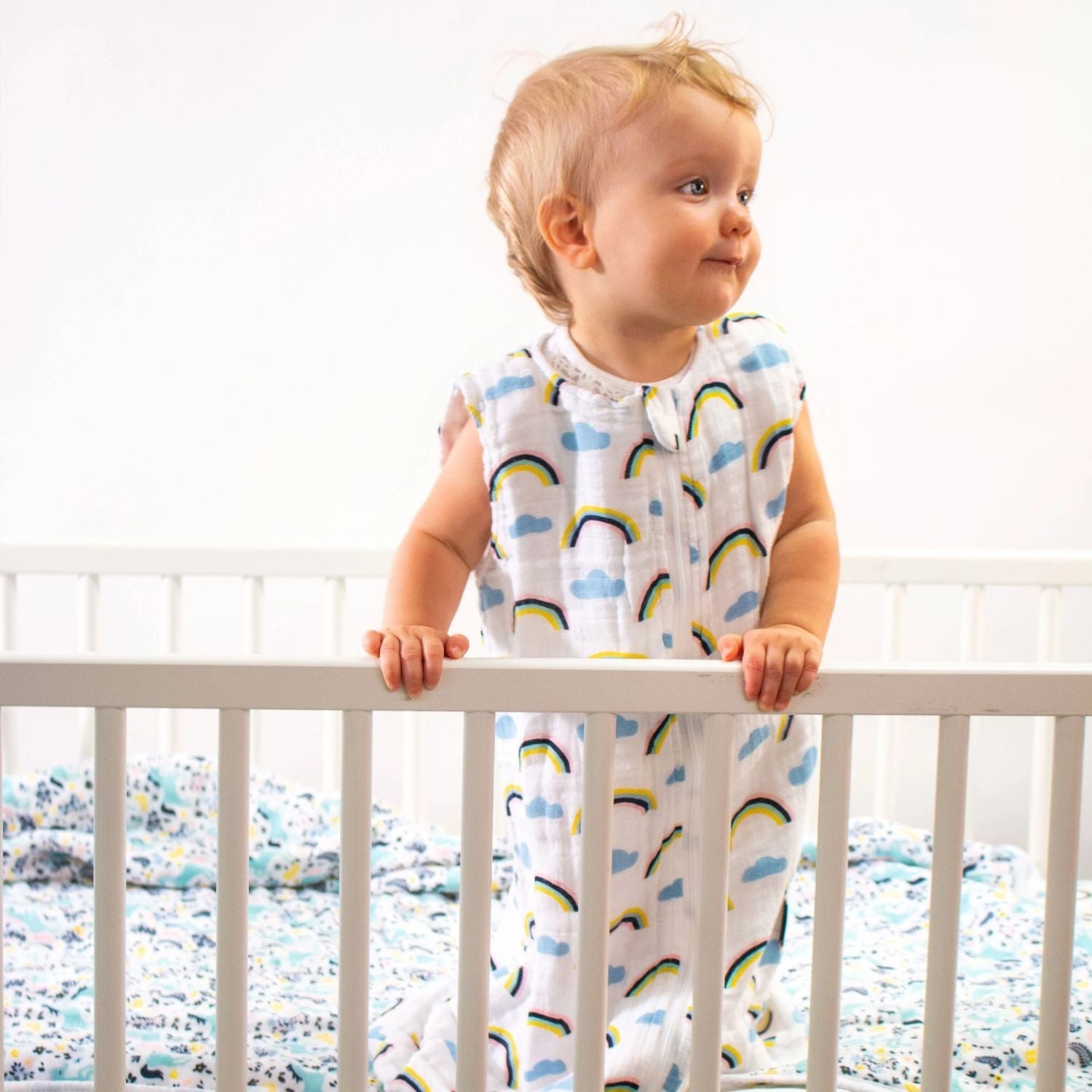 Bebe Au Lait Muslin Bedtime Sleeper - Rainbows (1 Size)