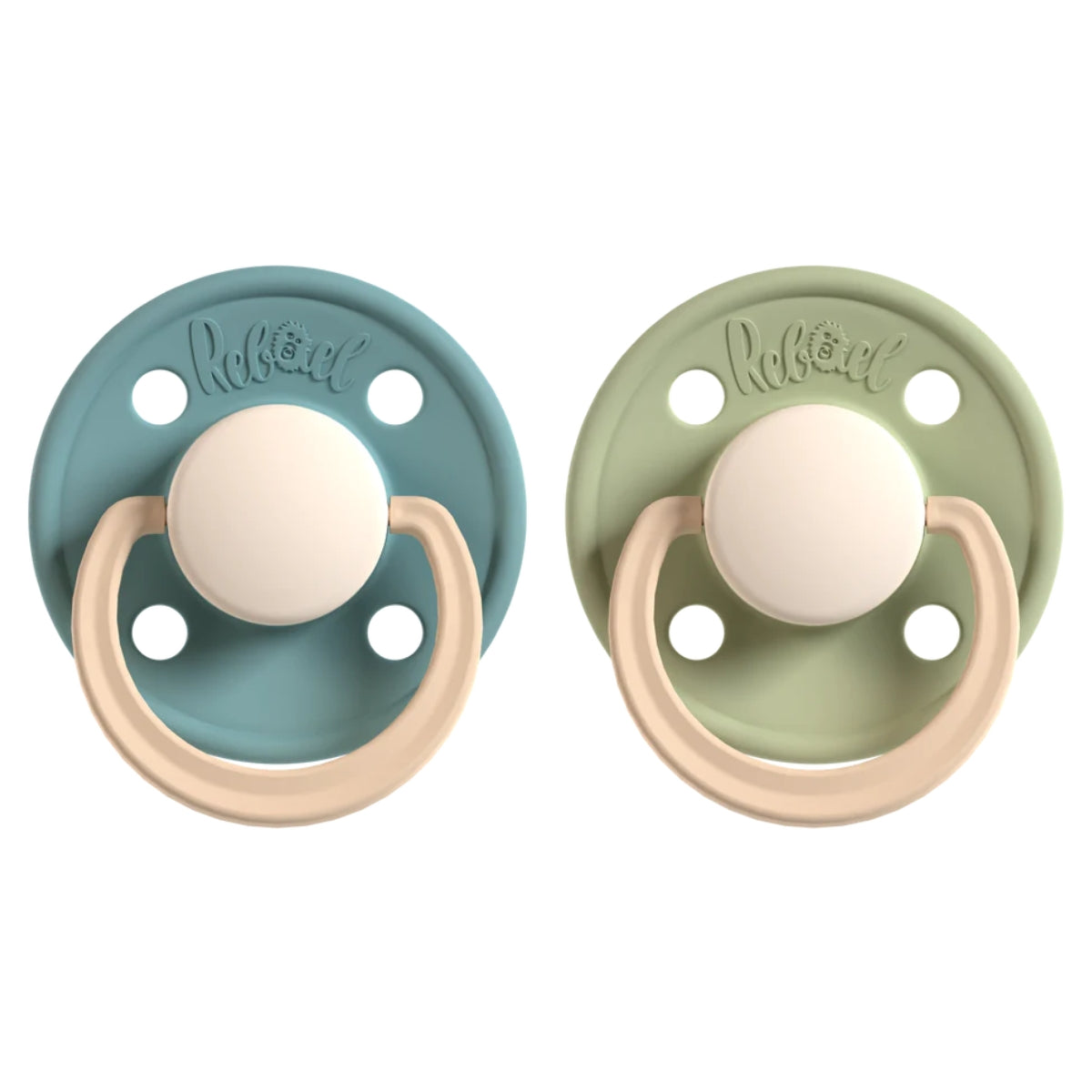 Rabael Duo Natural Rubber Round Pacifiers, 2pk -  Rainy Pearly Lion/Cloudy Pearly Lion (2 Sizes)