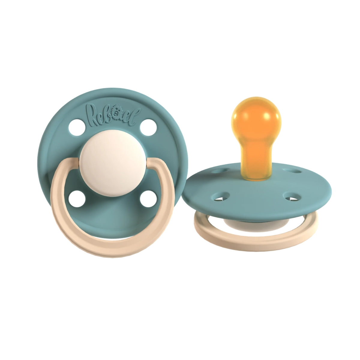 Rabael Duo Natural Rubber Round Pacifiers, 2pk -  Rainy Pearly Lion/Cloudy Pearly Lion (2 Sizes)