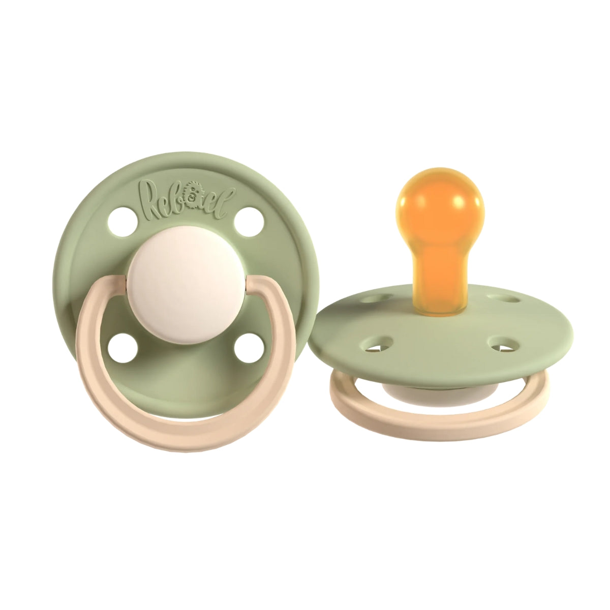 Rabael Duo Natural Rubber Round Pacifiers, 2pk -  Rainy Pearly Lion/Cloudy Pearly Lion (2 Sizes)