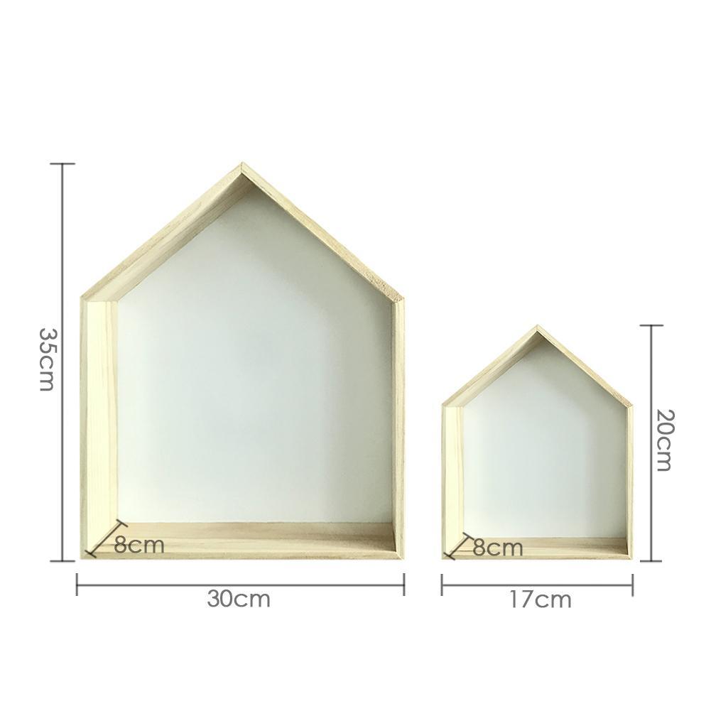 Wooden House Decorative Storage Shelf, 2pc – White