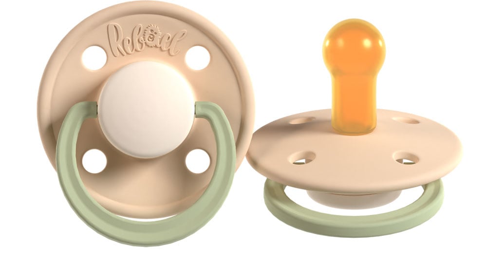 Rabael Duo Natural Rubber Round Pacifiers, 2pk - Cloudy Pearly Lion/Dusty Pearly Dolphin (2 Sizes) - Pupsik Singapore