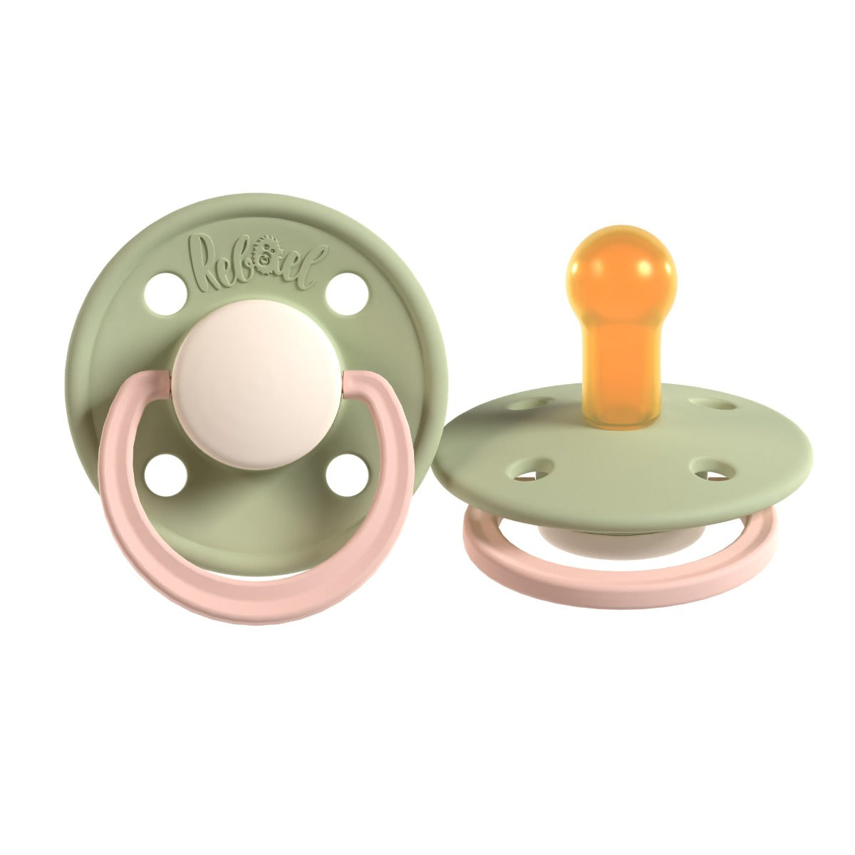 Rabael Duo Natural Rubber Round Pacifiers, 2pk - Cloudy Pearly Lion/Dusty Pearly Dolphin (2 Sizes) - Pupsik Singapore