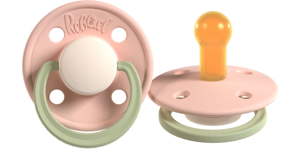 Rabael Duo Natural Rubber Round Pacifiers, 2pk - Cloudy Pearly Lion/Tornado Pearly Dolphin (2 Sizes)