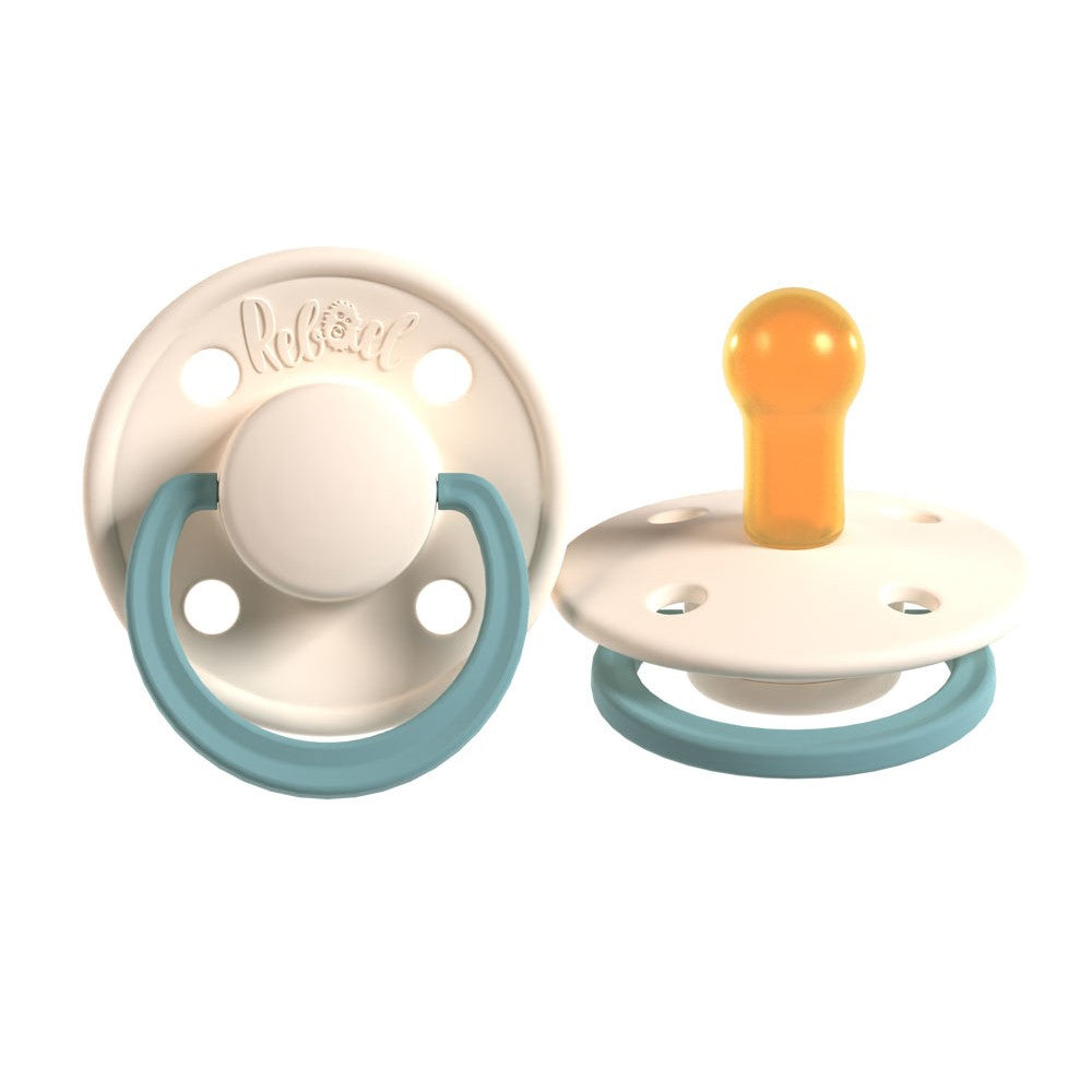 Rabael Duo Natural Rubber Round Pacifiers, 2pk - Rainy Pearly Mouse/Frosty Pearly Snake (2 Sizes)