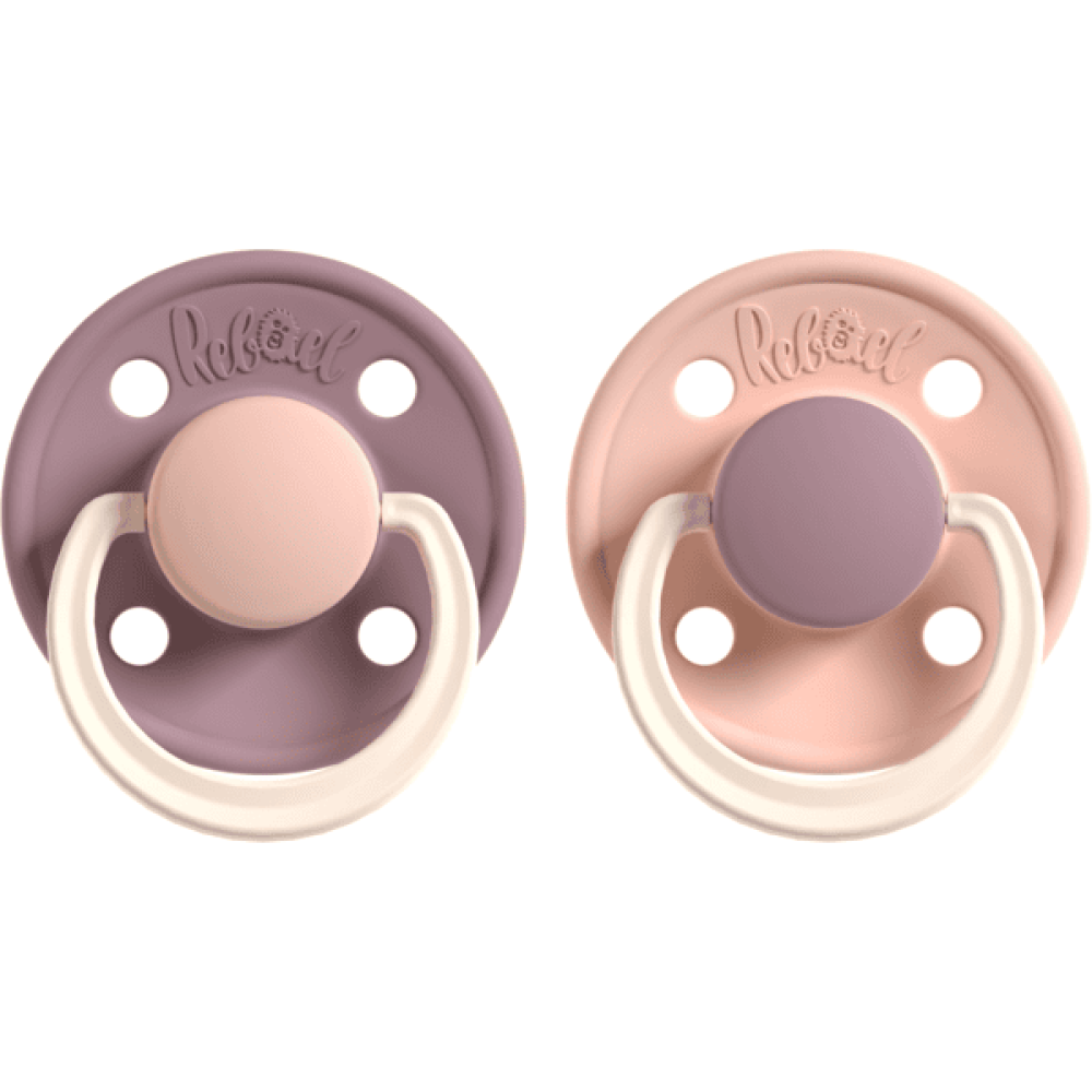 Rabael Duo Natural Rubber Round Pacifiers, 2pk - Misty Soft Mouse/Tornado Plum Mouse