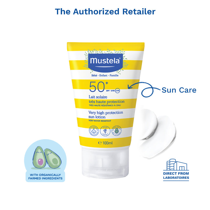 Mustela SPF 50 Sun Protection Baby Sunscreen Lotion, 100ml - exp 02/27