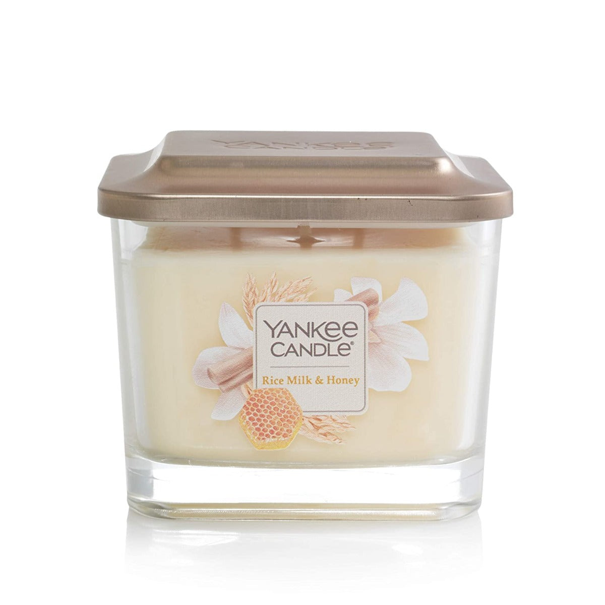 Yankee Candle Medium 3-Wick Square Candle (12.25oz) - Rice Milk & Honey