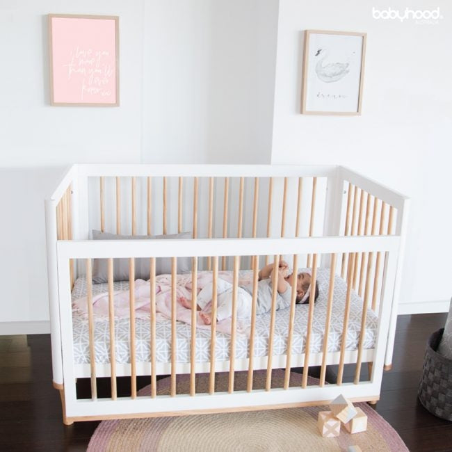 Babyhood Riya Cot (130x70cm) - White Beech