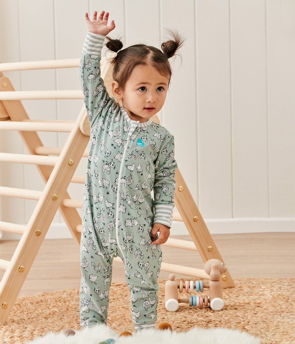 Love to Dream Long Sleeve Footless Romper - Chicken Run Olive (5 Sizes)