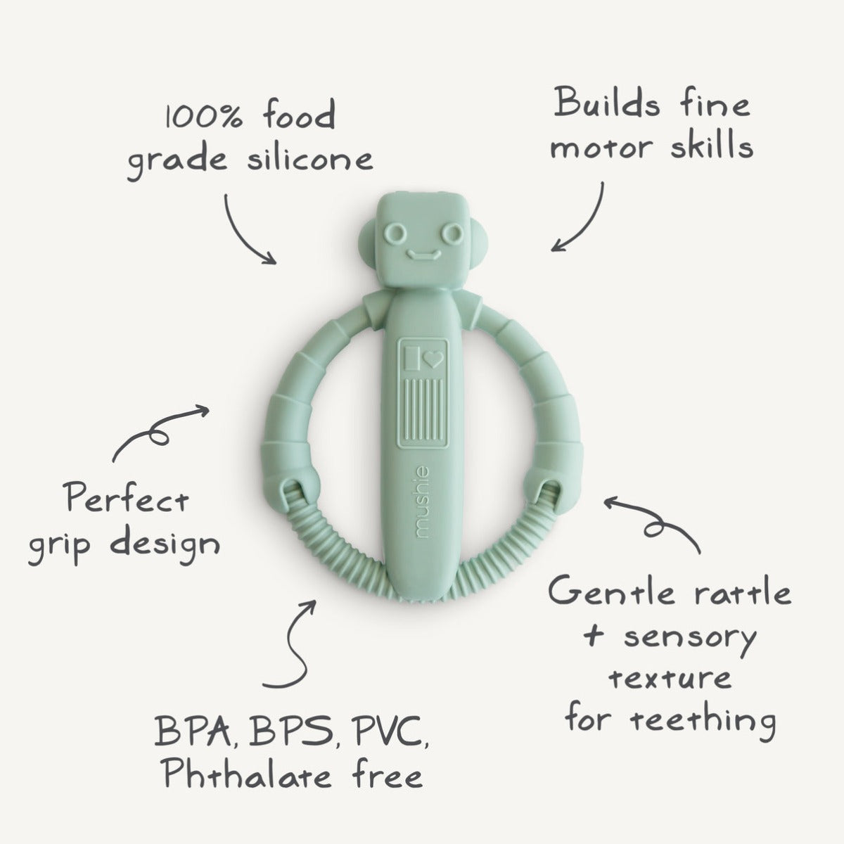 Mushie Robot Rattle Teether