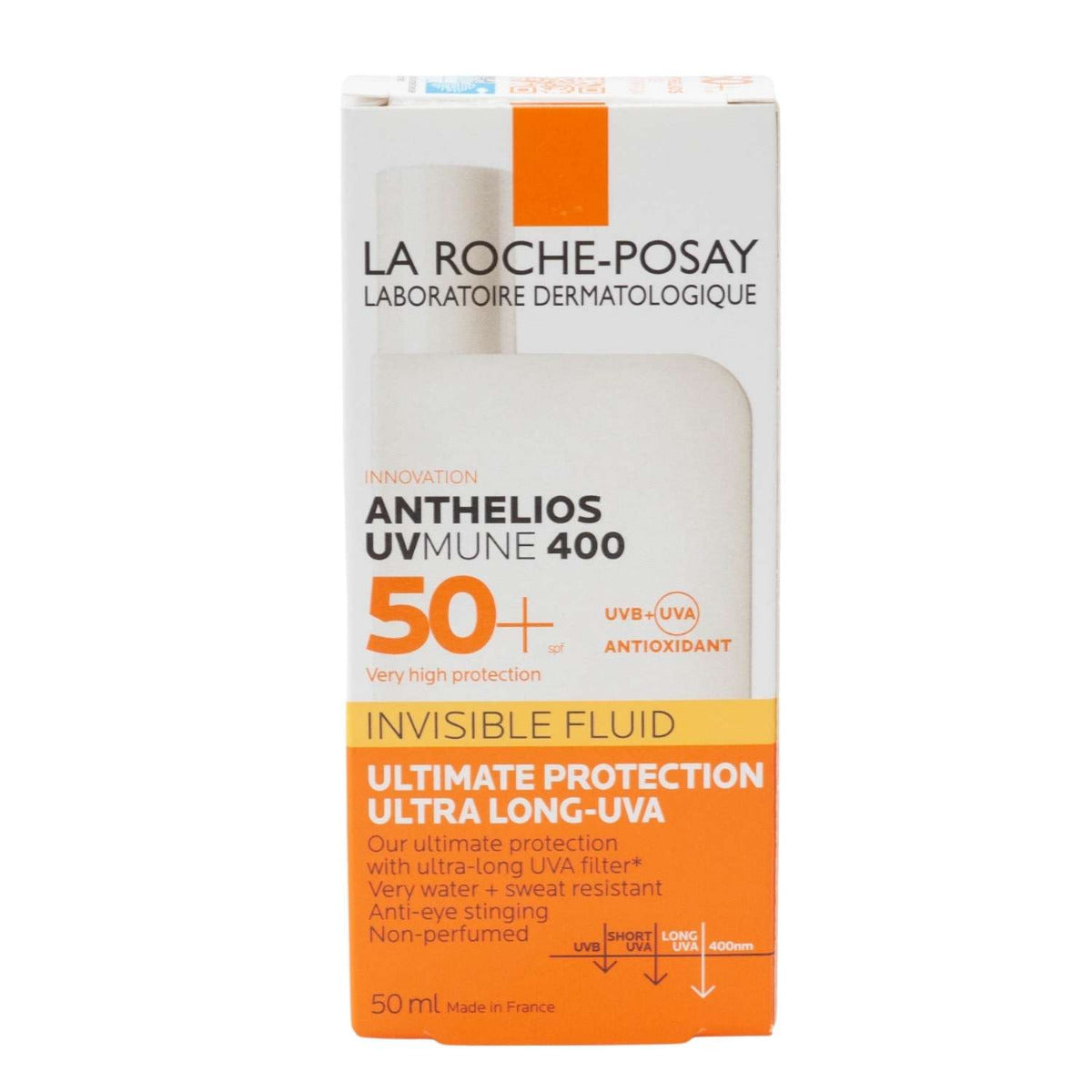 La Roche-Posay Anthelios UVMune 400 Fragrance-Free Invisible Fluid Sunscreen, SPF50+ (50ml) - Made in France - Exp 11/25