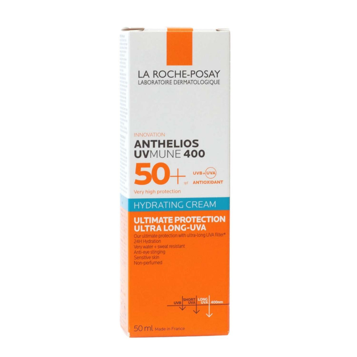 La Roche-Posay Anthelios UVMune 400 Hydrating Cream Fragrance-Free Sunscreen SPF50+ (50ml) - Made in France - Exp 02/26