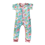 Oobi Misha Blue Watercolor Short Sleeve Romper (2 Sizes)