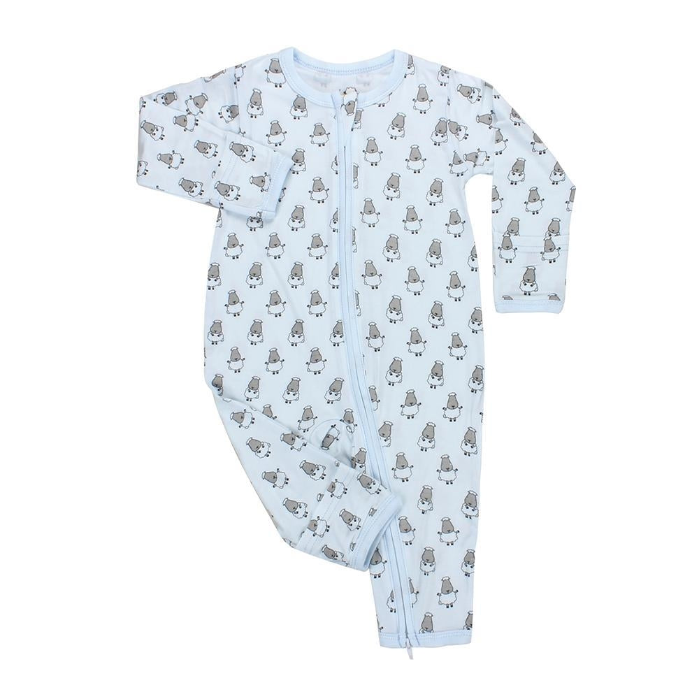 Baa Baa Sheepz Baby Zip Romper - Small Sheep Blue