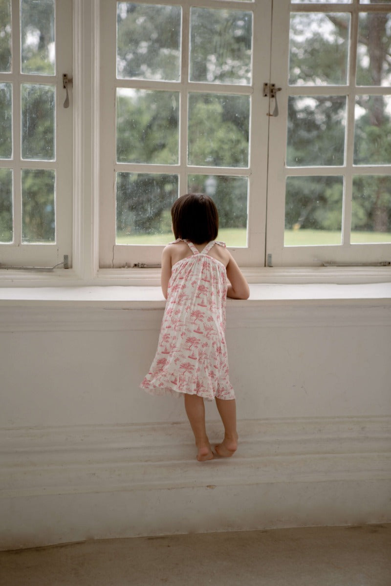 House of Holly Ruffle Dress - Garden Toile, 2-3Y - Silver