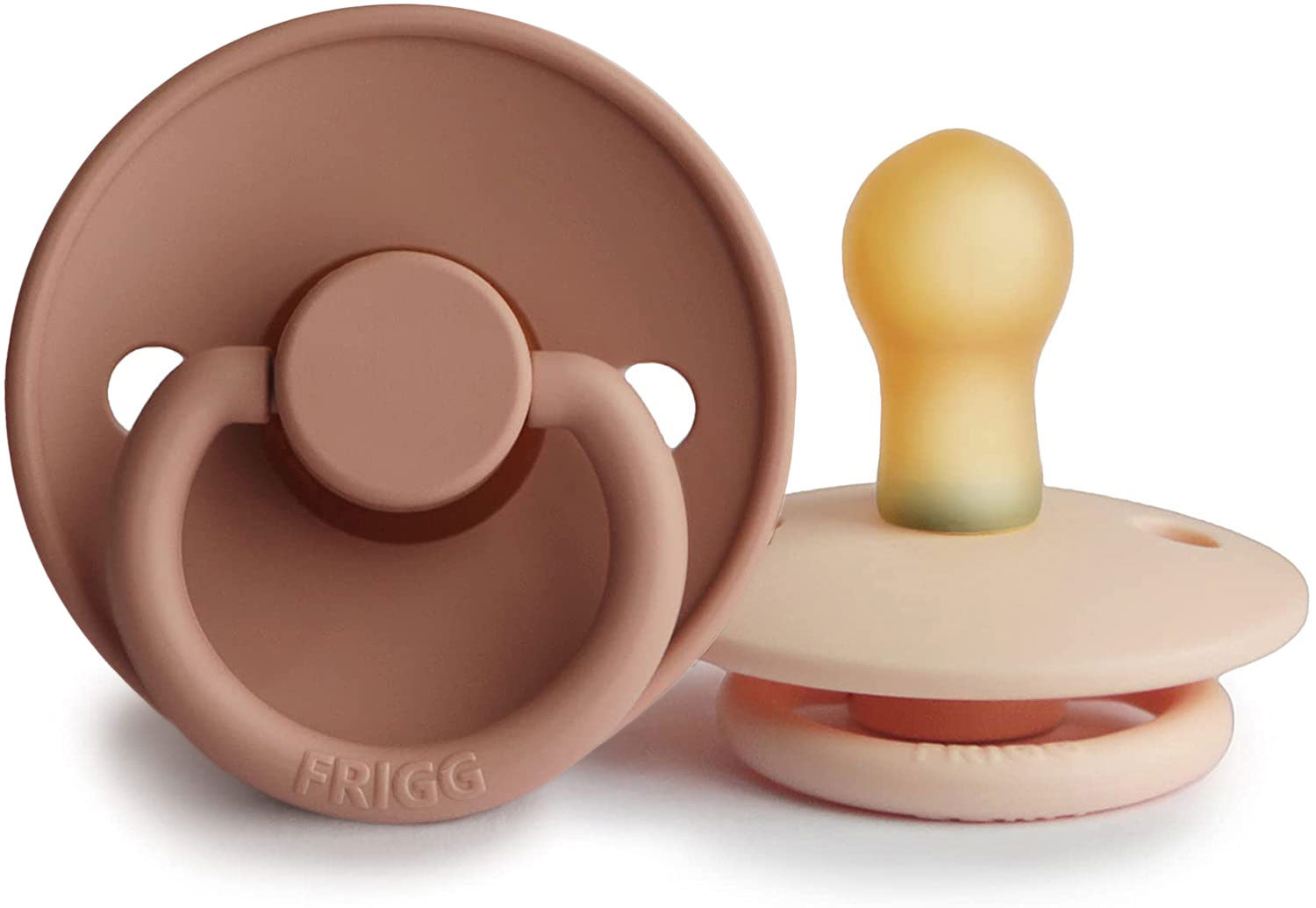 FRIGG Classic Latex Baby Pacifiers, 2pk – Pink Cream/Rose Gold (1 Size)