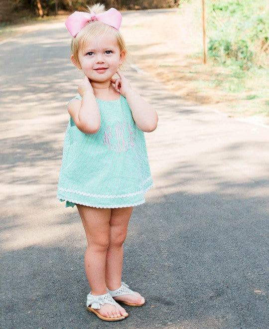 RuffleButts Green Seersucker Swing Top