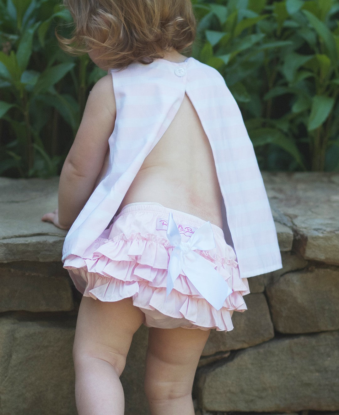RuffleButts Pink Sateen Stripe Swing Top - Pupsik Singapore