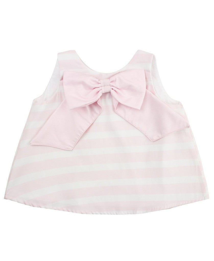 RuffleButts Pink Sateen Stripe Swing Top