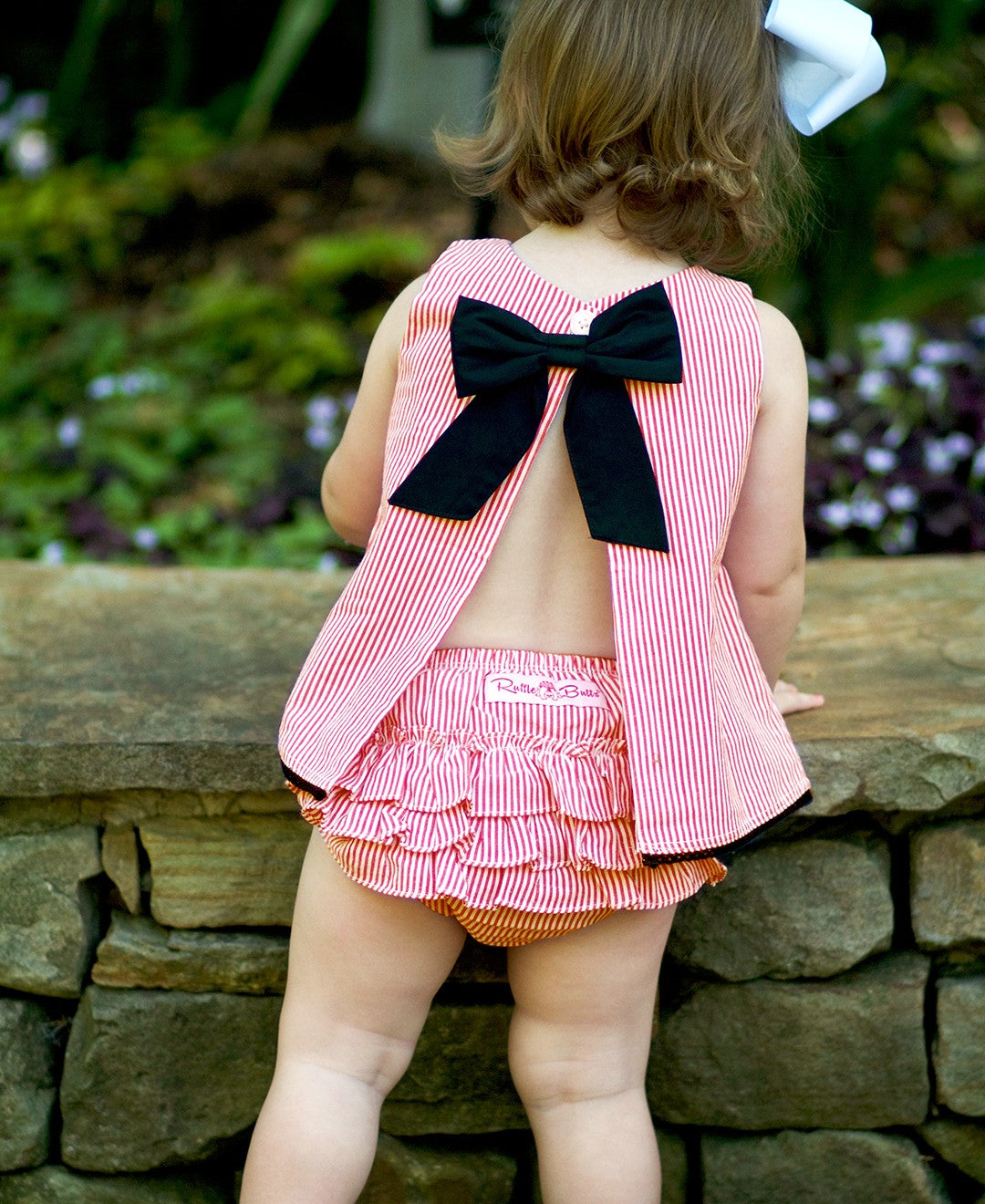 RuffleButts Red Seersucker Swing Top