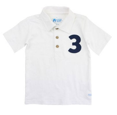 RuggedButts White Rugby Birthday Number Polo