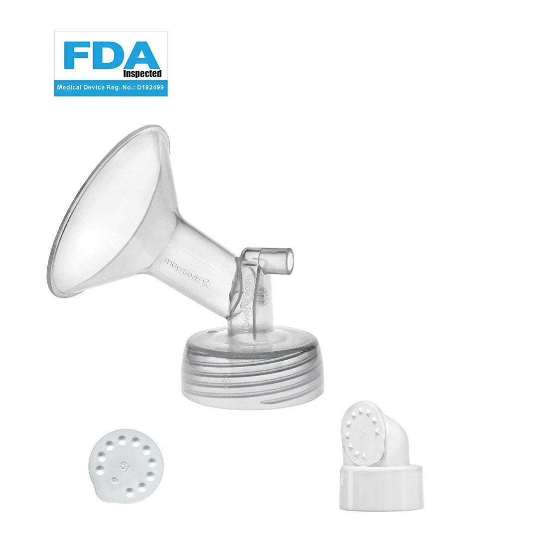 Maymom Soldered Flange for Spectra/Medela with Valve & Membrane (Wide-Neck), 1pc (2 Sizes)