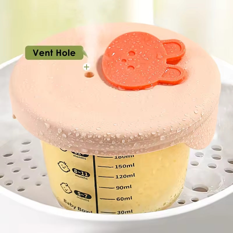 Biomom Bunny Glass Portion Food Jar with Lid, 180ml x 2pk (2 Colors)