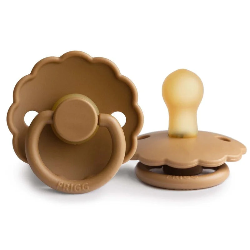 FRIGG Daisy Latex Baby Pacifiers, 1pk – Cappuccino (2 Sizes)