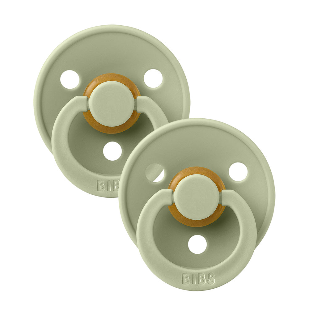 Bibs Round Colour Pacifier (2pk) - Sage (2 Sizes) - Made in Denmark/EU