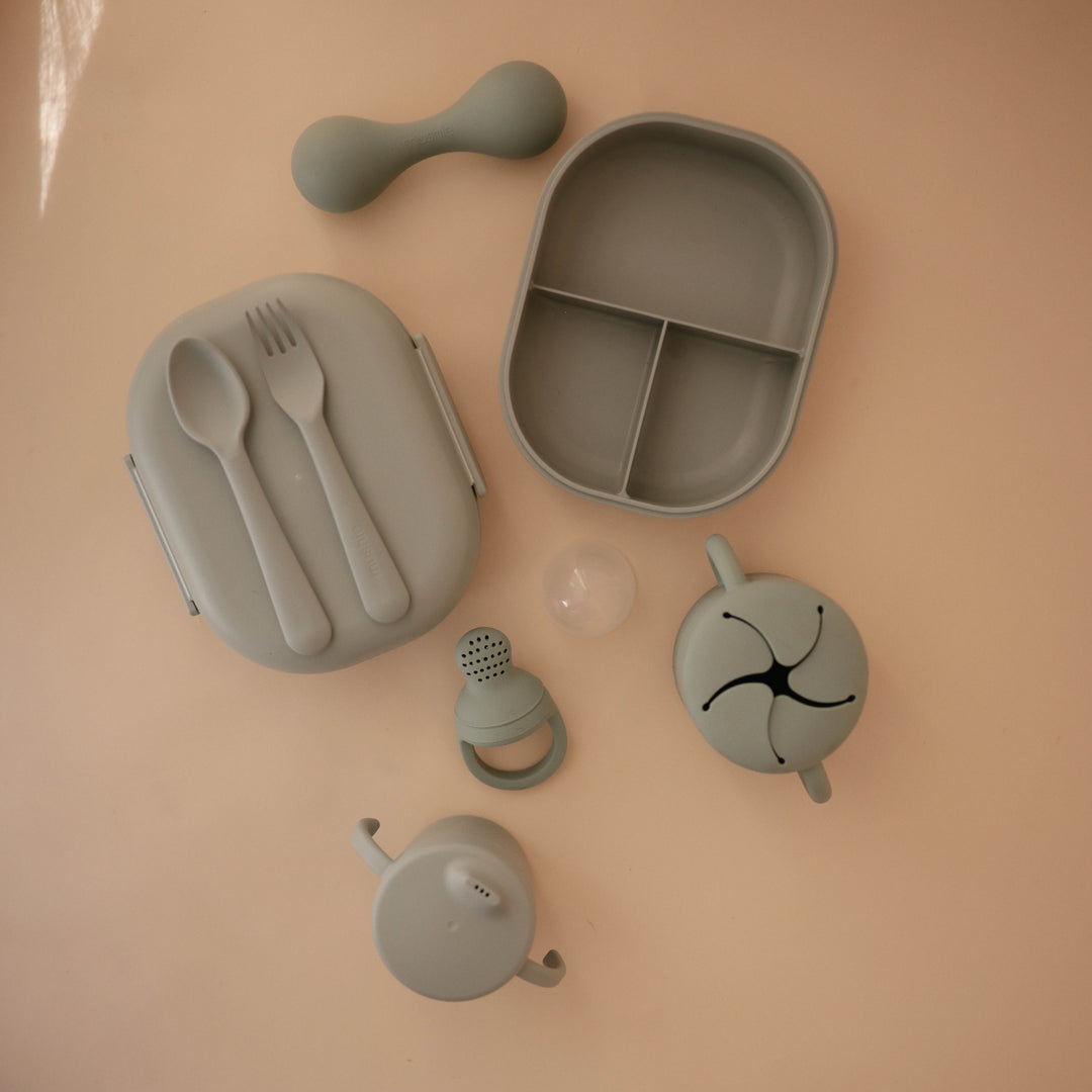 Mushie Lunch Box with Cutlery Set (5 Colors) - Pupsik Singapore