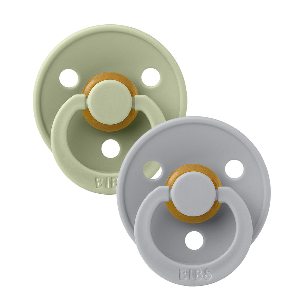 Bibs Round Colour Pacifier (2pk) - Sage Cloud (2 Sizes) - Made in Denmark/EU