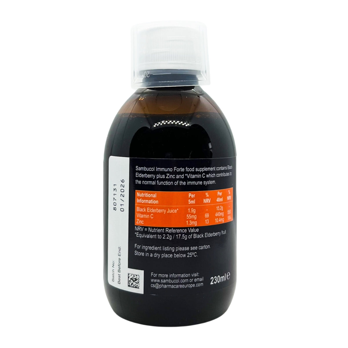 Sambucol Immuno Forte Liquid for 3Y+, 230ml - Exp 08/27
