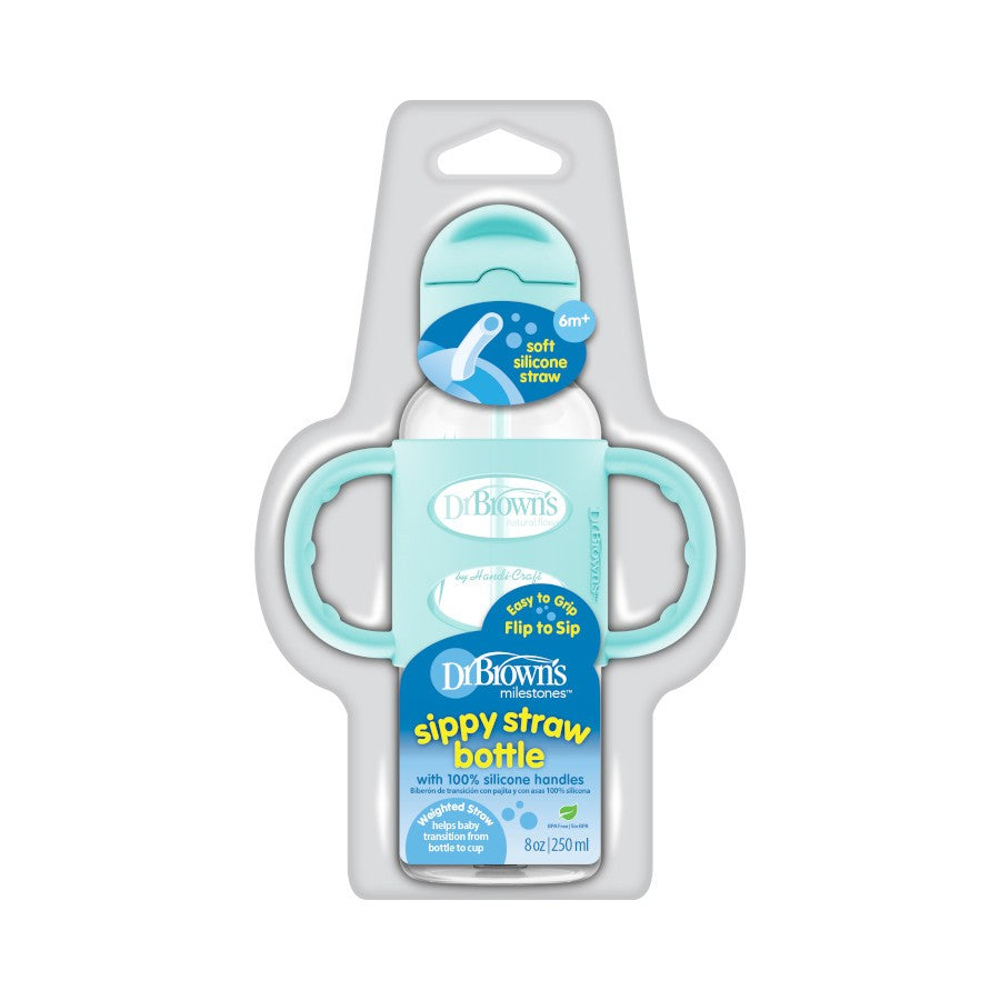 Dr. Brown's Milestones Sippy Straw Bottles w/ Silicone Handles, 250ml (4 Colours)