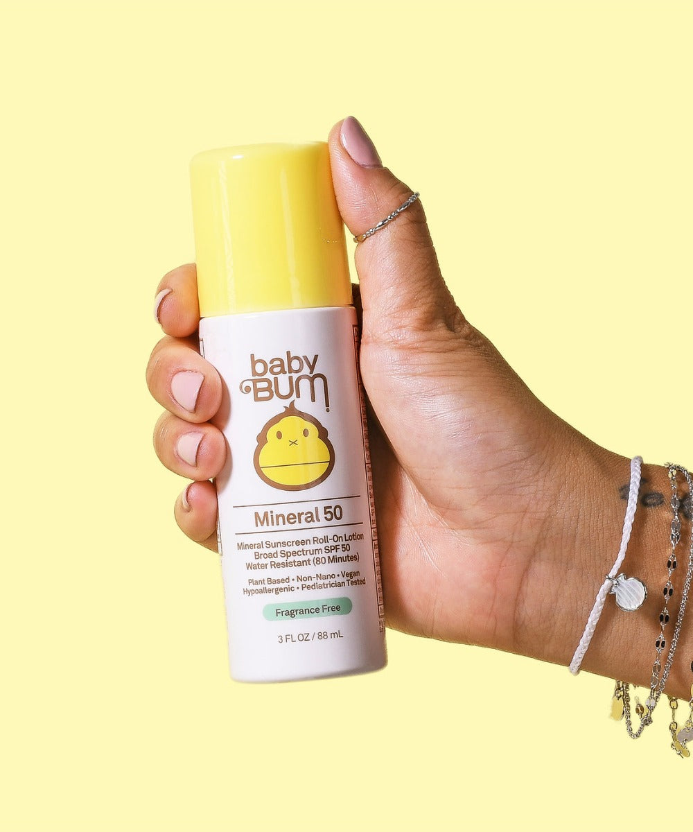 Sun Baby Bum Mineral SPF50 Sunscreen Roll-On Lotion (Fragrance-Free), 3 fl.oz - exp 07/26