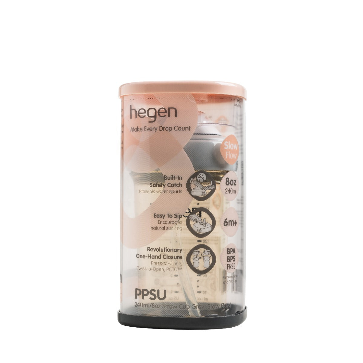 Hegen PCTO™ Straw Cup PPSU, 240ml/8oz - Slow Flow (4 Colors) - Pupsik Singapore
