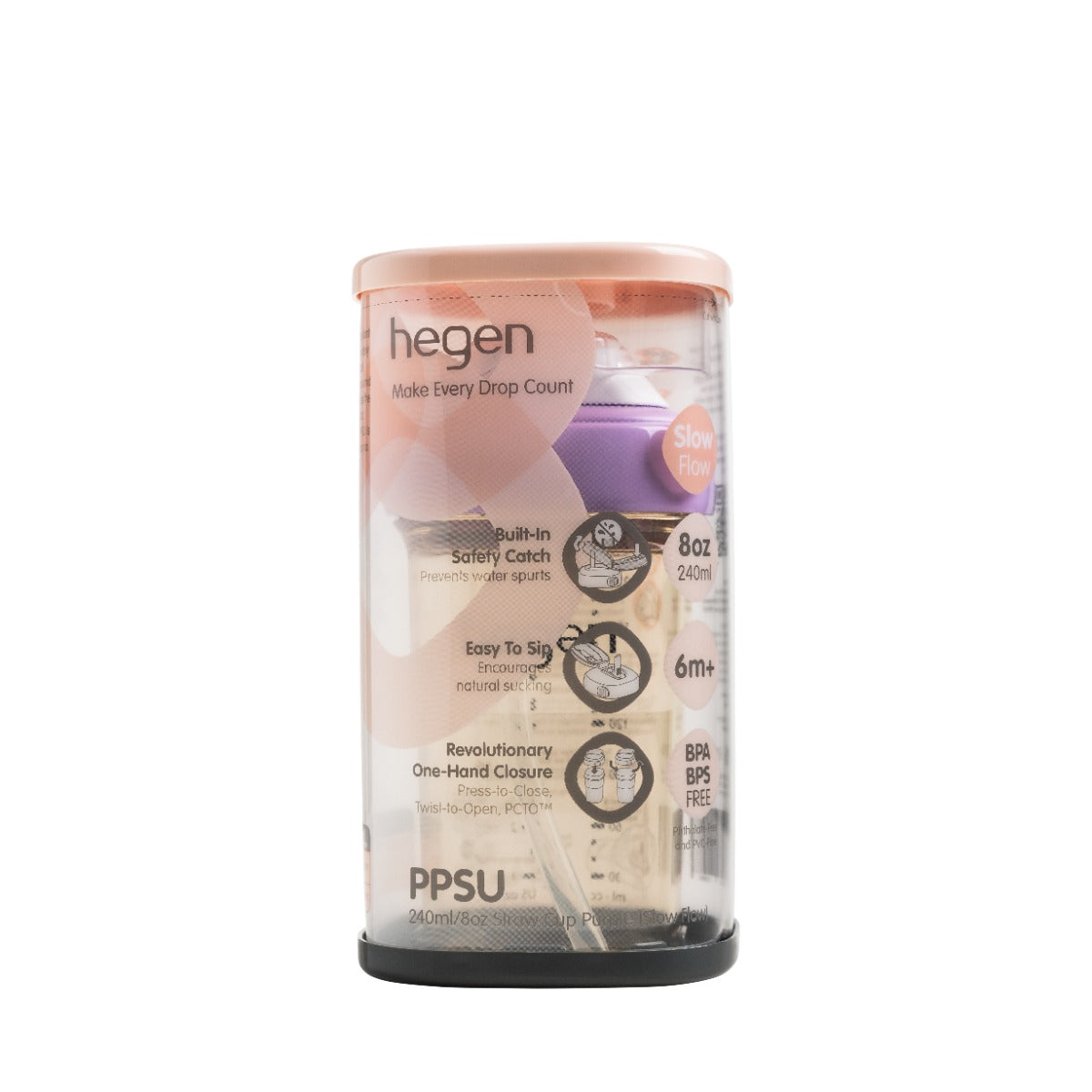 Hegen PCTO™ Straw Cup PPSU, 240ml/8oz - Slow Flow (4 Colors) - Pupsik Singapore