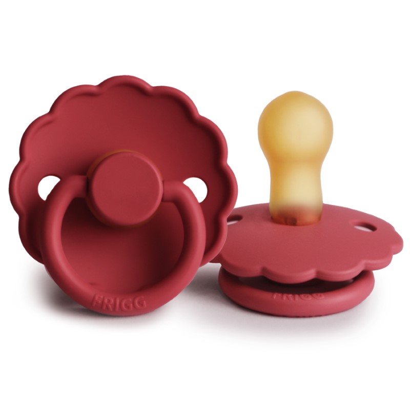 FRIGG Daisy Latex Baby Pacifiers, 1pk – Scarlet (2 Sizes)