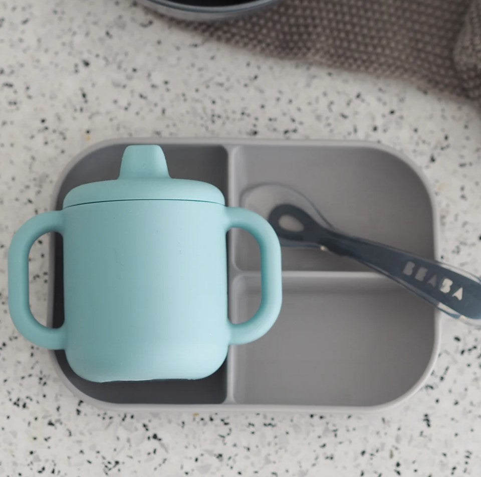 Beaba Silicone Learning Feeding Set - Grey/Blue