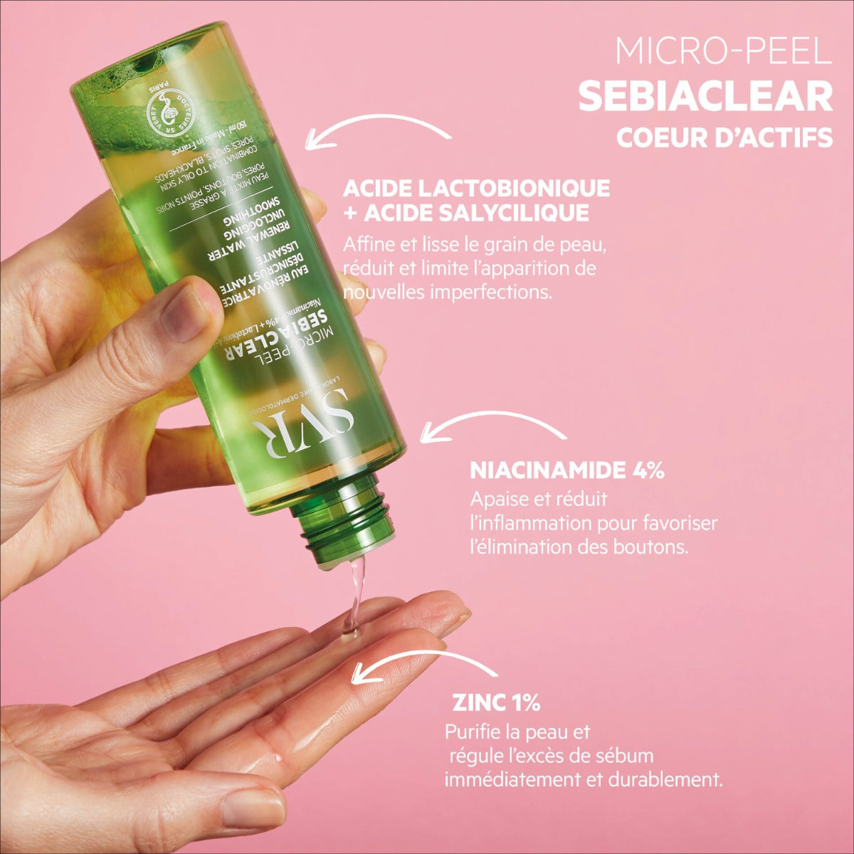 SVR Sebiaclear Micro-Peel Renewal Water, 150ml (Exp 11/25)