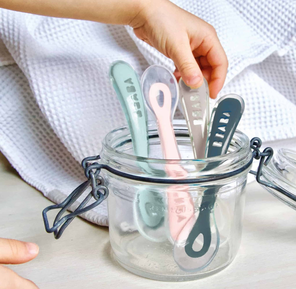 Beaba Ergonomic 2nd Age Ergonomic Silicone Spoon, 4pk - Dark Blue - Pupsik Singapore